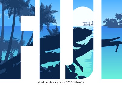 vector Fiji illustration with banded iguana