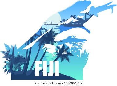 vector Fiji illustration with banded iguana