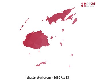 Vector of Fiji map red polygon triangle mosaic with white background. style gradient.