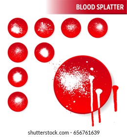 Vector file of 9 blood splatter effects. Perfect for any print or web design. Completely customizable for size and color.