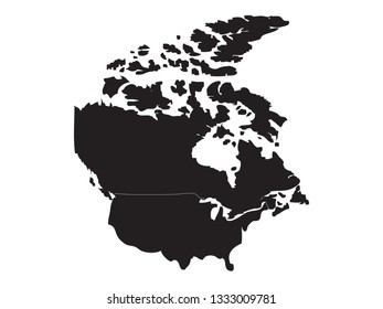 Vector File American Canada Map Stock Vector (Royalty Free) 1333009781