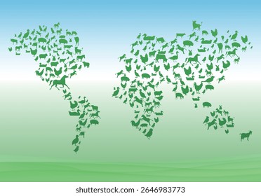 Vector file of animal world map