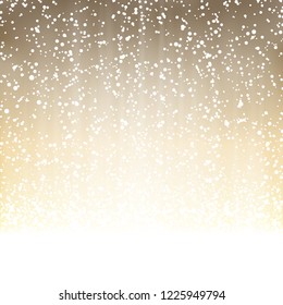 vector file with beautiful falling snow flakes on golden colored background