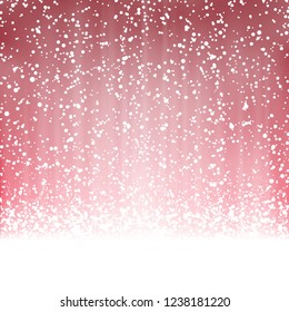vector file with beautiful falling snow flakes on red colored background
