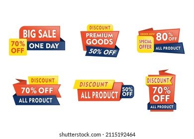 vector file big sale, premium goods, special offer, discount tags. orange domination color, ribbons style, with white background