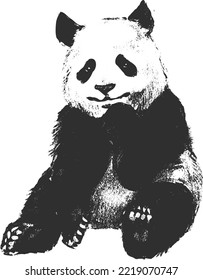 Vector file black and white panda on a transparent background