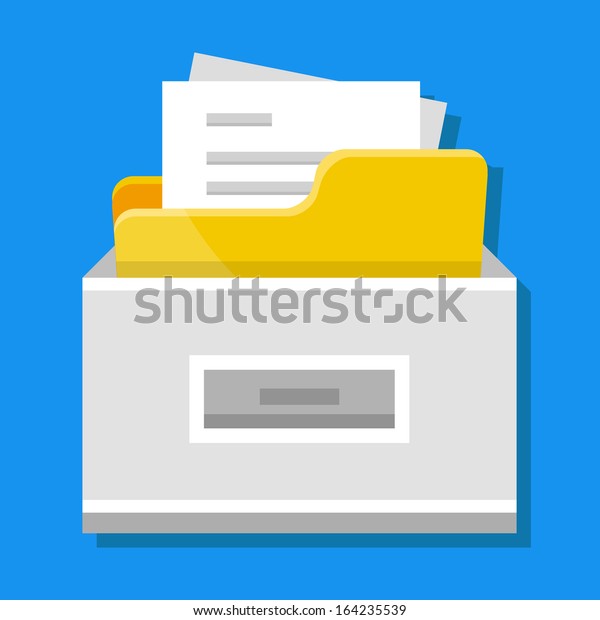 Vector File Cabinet Documents Stock Vector Royalty Free 164235539