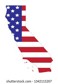 vector file of california usa map with flag
