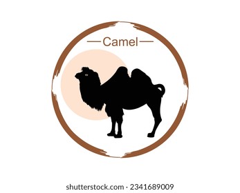 Vector file of camel silhouette on white background, vector, isolated. Camel symbol of desert. Vector illustration.