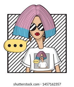 vector file. chic girl illustration t-shirt design 