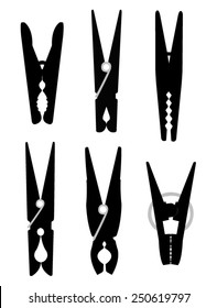 vector file of clothespins silhouette