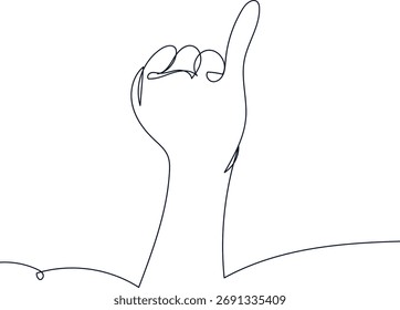 O arquivo de vetor no estilo de linha de contorno contínuo de uma mão mostrando o dedo mindinho.