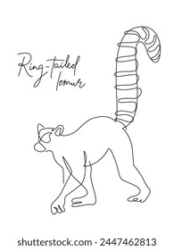 
A vector file depicting a Ring-tailed lemur composed of simple lines. This species is endangered and native to Madagascar.