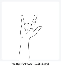 El archivo de Vector representa una mano que forma el gesto de amor con el pulgar, el dedo índice y el meñique extendido.