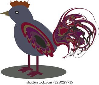 Vector file for designs. A bright decorative rooster.