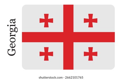 vector file displaying the Republic of Georgia's flag - a white background with a red cross and four small red crosses in each quadrant