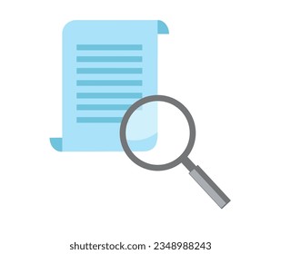 Vector file document icon and magnifier. File search flat color icon. Document verification symbol on white isolated background.