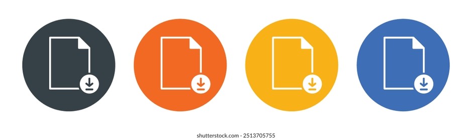 Vector File Download Icon Set. Dokument Download Icon Set