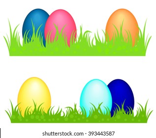 Vector file of Easter eggs in grass