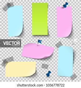 vector file of empty papers collection with different office accessories and with transparency