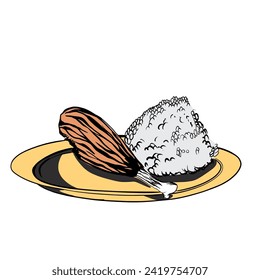 Vector file EPS rice and friedchicken illustration 