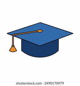 Vector file featuring black graduation caps with tassels, scattered in different orientations on a white background, symbolizing achievement and celebration.