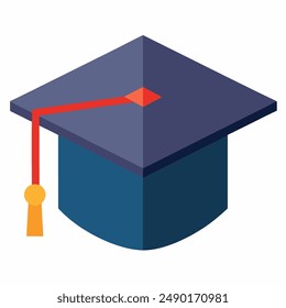 Vector file featuring black graduation caps with tassels, scattered in different orientations on a white background, symbolizing achievement and celebration.