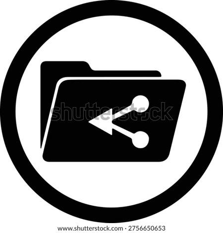 Vector file folder share data transfer connection network glyph silhouette Illustration