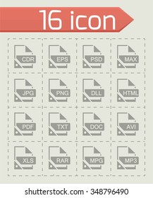 Vector File format icon set on grey background