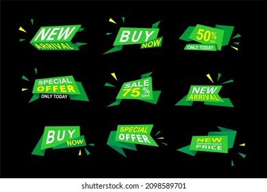 Vector File Green Ribbon für Verkauf, Promotion, Rabatt, Icon, Preis-Tags. Bitte verwenden Sie es für Ihre Design-Anforderungen