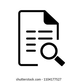 Vector file icon with black folded corner with search symbol