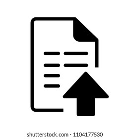 Vector file icon with black folded corner with upload symbol