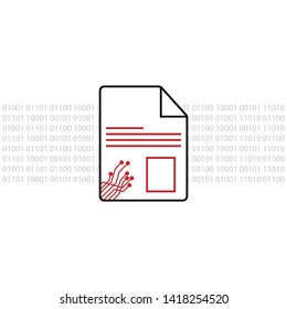 Vector file icon. Information icon in futuristic style. White icon with technology lines.