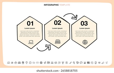 Die Vektordatei ist eine Infografik-Vorlage im Doodle-Stil.