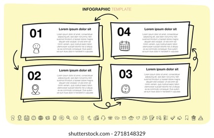 El archivo de Vector es una Plantilla infográfica en estilo doodle.