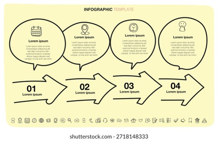 O arquivo vetorial é um modelo infográfico em estilo de rabiscar.