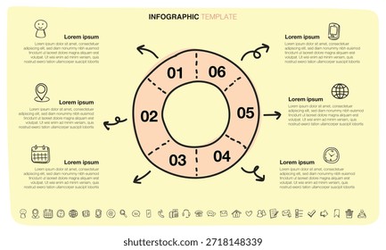 Die Vektordatei ist eine Infografik-Vorlage im Doodle-Stil.