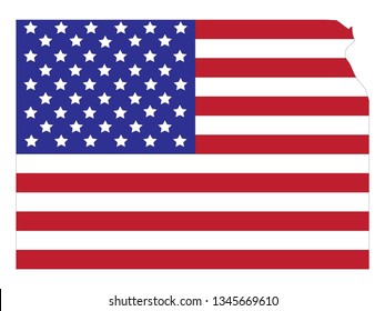 vector file of kansas map with flag