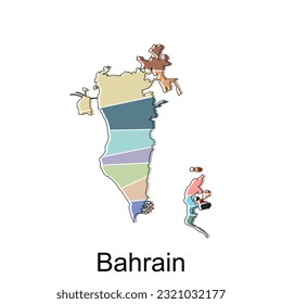Vector file map of Bahrain, Iran regions map illustration design template