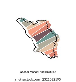 Vector file map of Chahar Mahaal And Bakhtiari, Iran regions map illustration design template