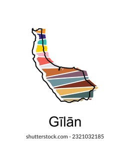 Vector file map of Gilan, Iran regions map illustration design template