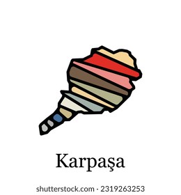 vector file map of Karpasa, Geometric Map of Turkey Region Vector Design Template. Editable Stroke