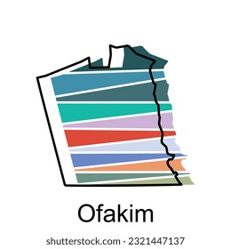 vector file map of Ofakim, Outline Map of Israel country Vector Design Template. Editable Stroke