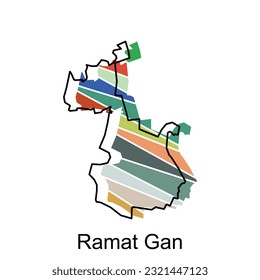 Vektor-Datei-Karte von Ramat Gan, Umriss-Karte von Israel Land Vector Design Template. Bearbeitbarer Stroke