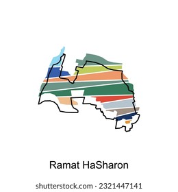 vector file map of Ramat HaSharon, Outline Map of Israel country Vector Design Template. Editable Stroke