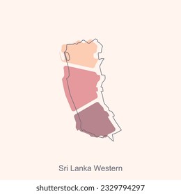 vector file map of Sri Lanka Western, Geometric Map of Sri Lanka Region Vector Design Template. Editable Stroke