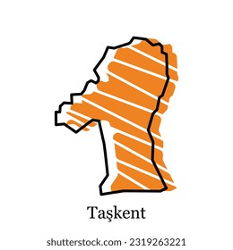 vector file map of Taskent , Geometric Map of Turkey Region Vector Design Template. Editable Stroke