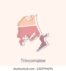 vector file map of Trincomalee, Geometric Map of Sri Lanka Region Vector Design Template. Editable Stroke