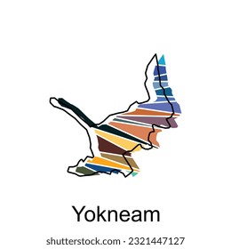 vector file map of Yokneam, Outline Map of Israel country Vector Design Template. Editable Stroke