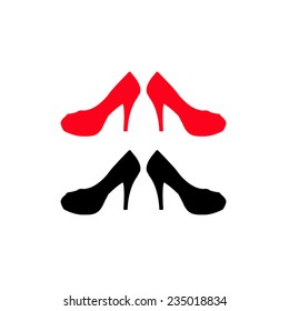 vector file of red and black shoes silhouette